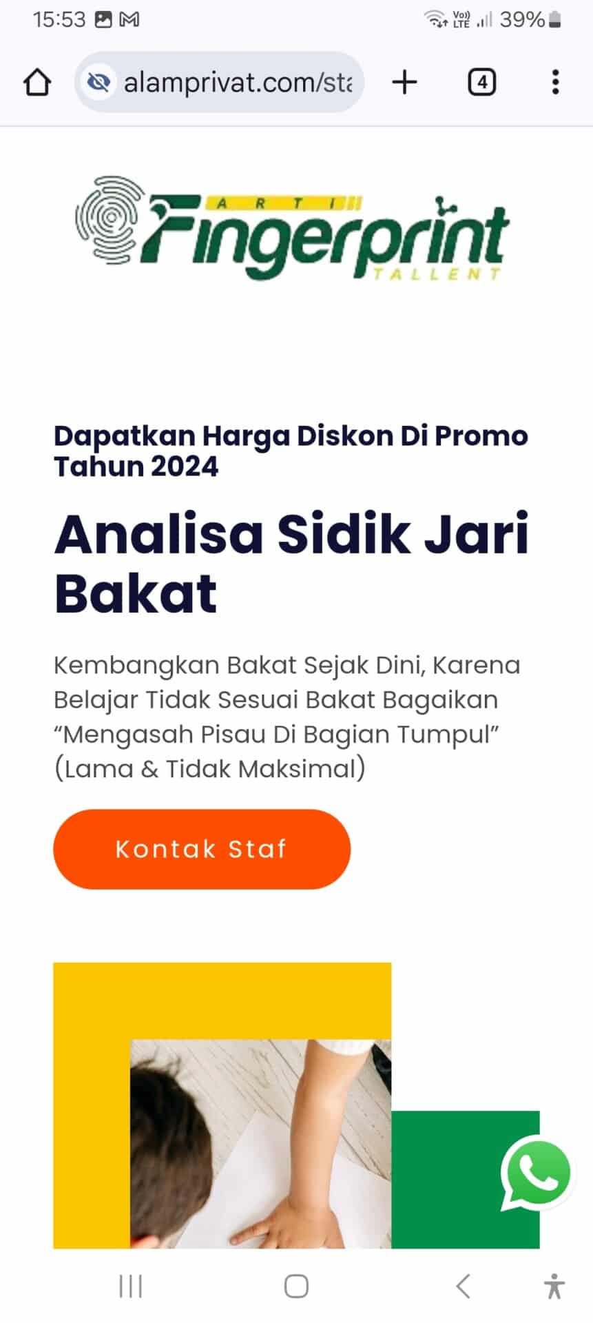 Desain Website Kursus Online 21 10 Sidik Jari Bakat Alam Privat mobile