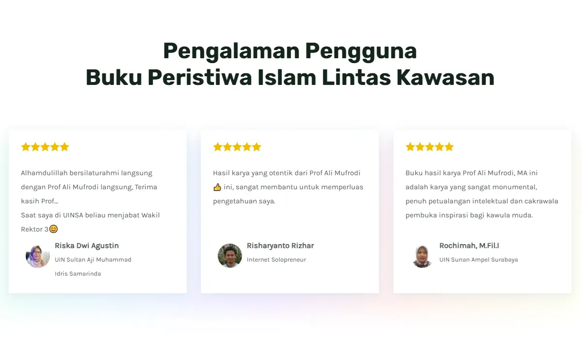 Desain Website Penulis Buku 11 10 Testimoni by Greenshift