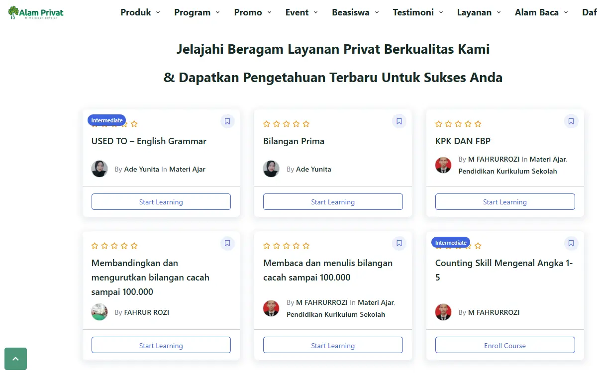 Desain Website Kursus Online 3 2 Homepage Alam Privat