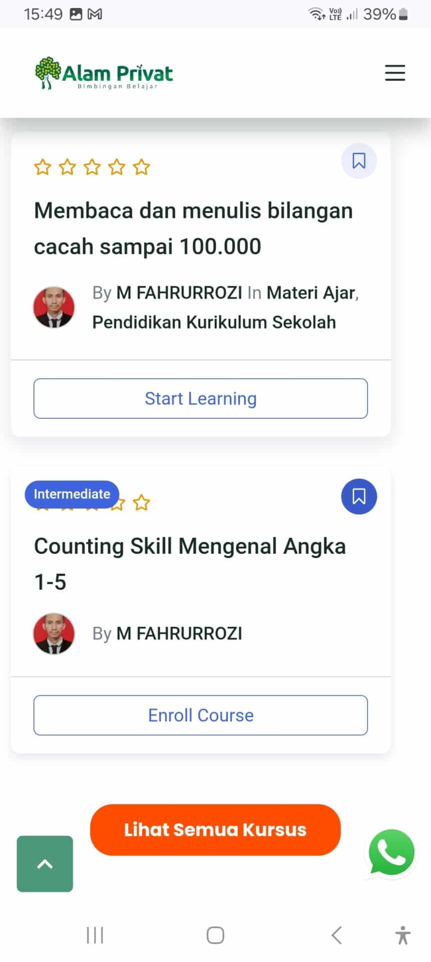 Desain Website Kursus Online 13 2 Homepage Alam Privat mobile