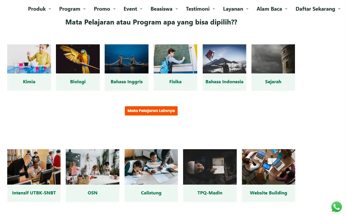 Desain Website Kursus Online 4 3 Homapage Alam Privat