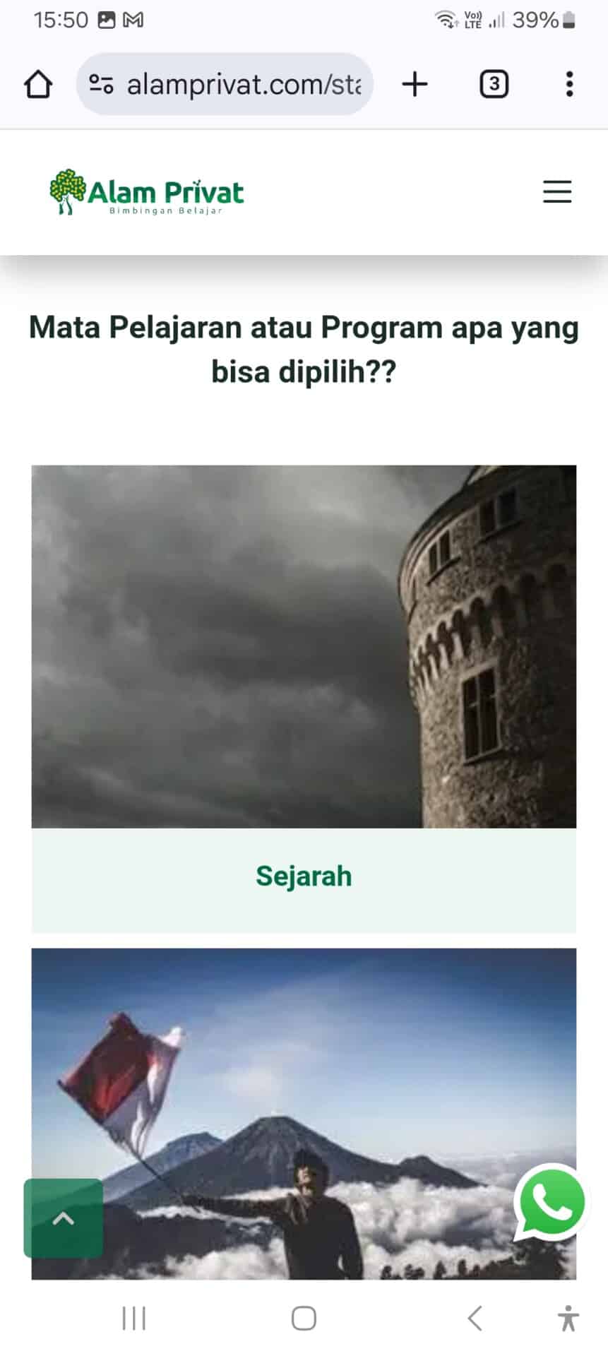 Desain Website Kursus Online 14 3 Homapage Alam Privat mobile