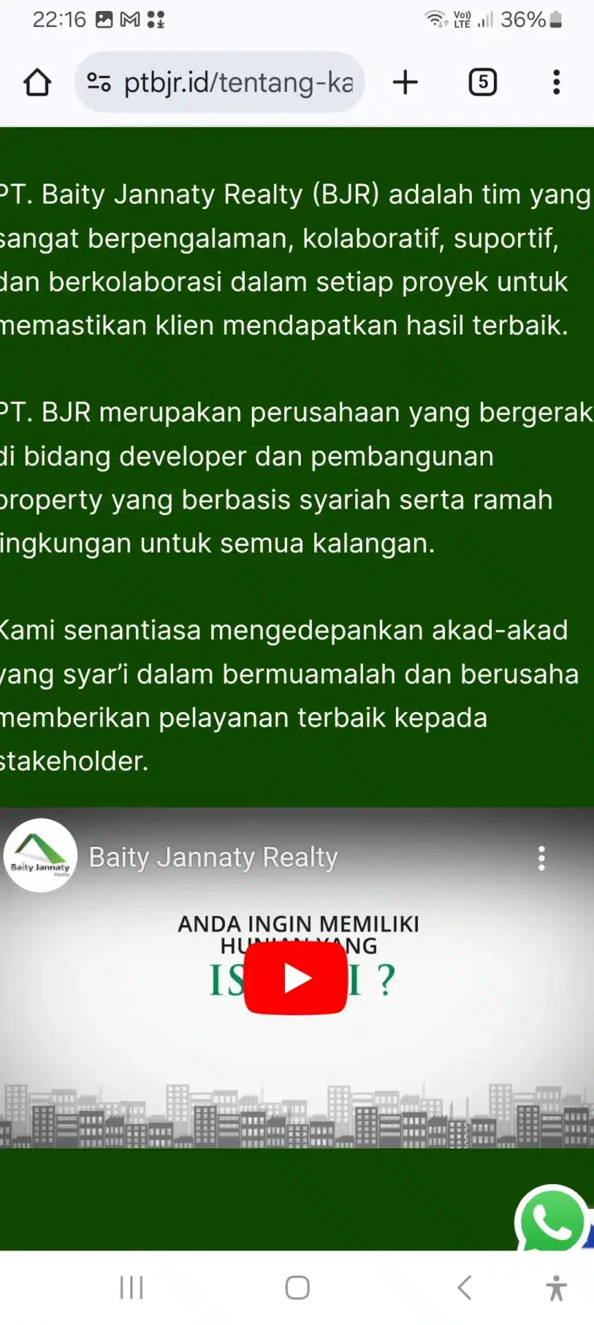 Desain Website Property Developer 14 4 Tentang Kami BJR mobile