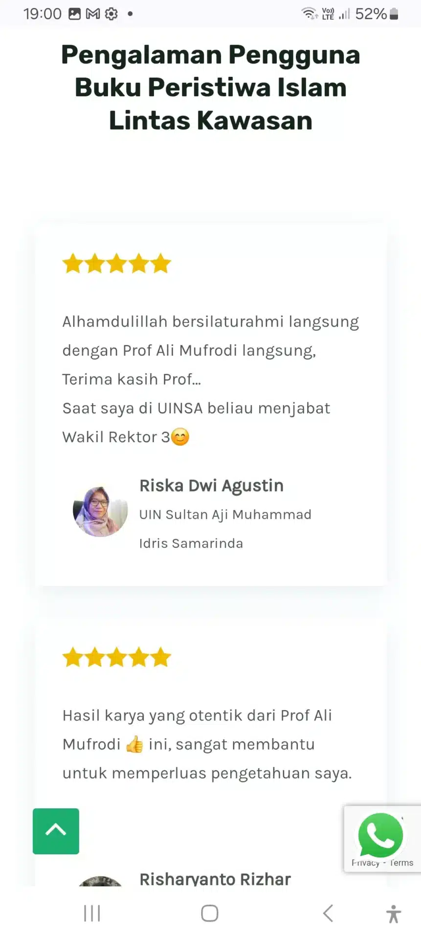 Desain Website Penulis Buku 19 8 Testimoni by Greenshift